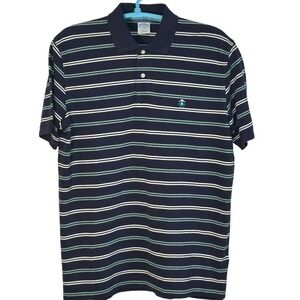 Brooks Brothers 1818 Slim Fit Performance Polo Shirt Striped Blue Green White XL